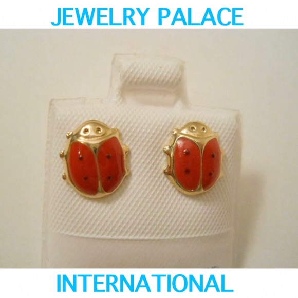 14K Gold Filled Three Tone Ladybug Stud Earrings. - Picture 1 of 8